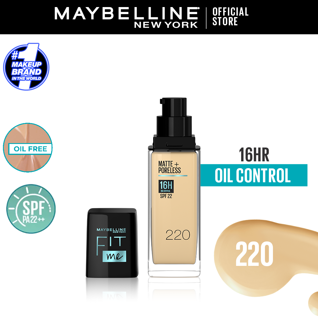 Maybelline NY Fit Me Matte + Poreless Foundation SPF 22 - 220 Natural Beige - 30ml - For Normal to Oily Skin