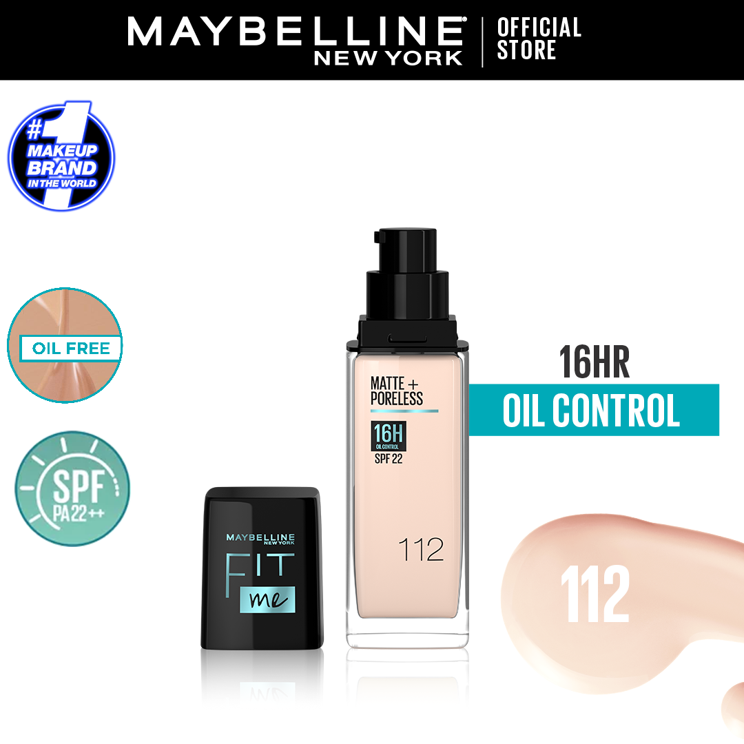 Maybelline Fit Me Matte + Poreless Foundation SPF 22 - 112 Natural Ivory 30ml - Normal to Oily Skin