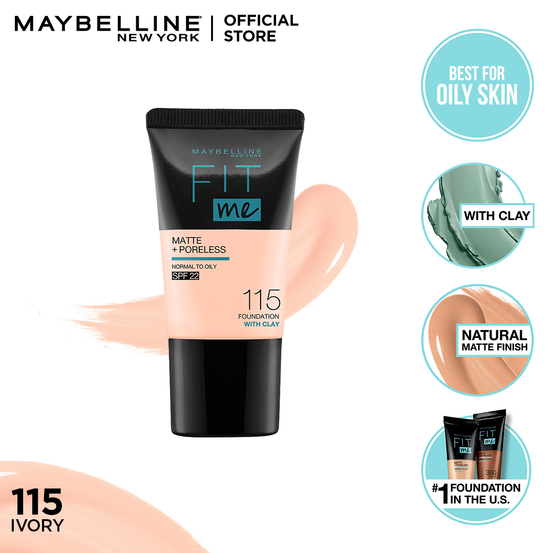 Maybelline Fit Me Matte & Poreless Liquid Foundation 18ml Mini Tube - 115 Ivory - For Normal to Oily Skin
