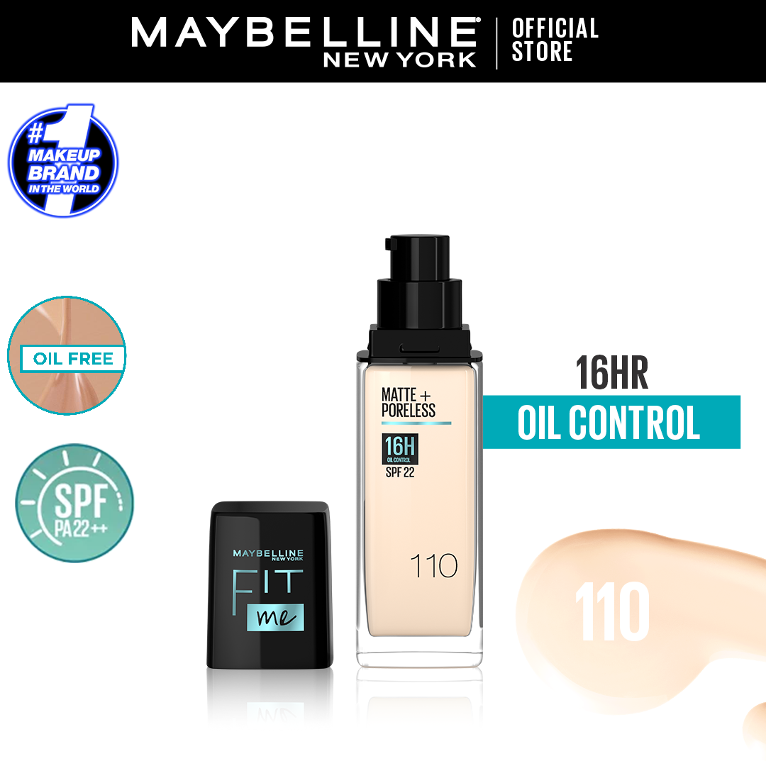 Maybelline Fit Me Matte + Poreless Foundation SPF 22 - 110 Porcelain 30ml - Normal to Oily Skin