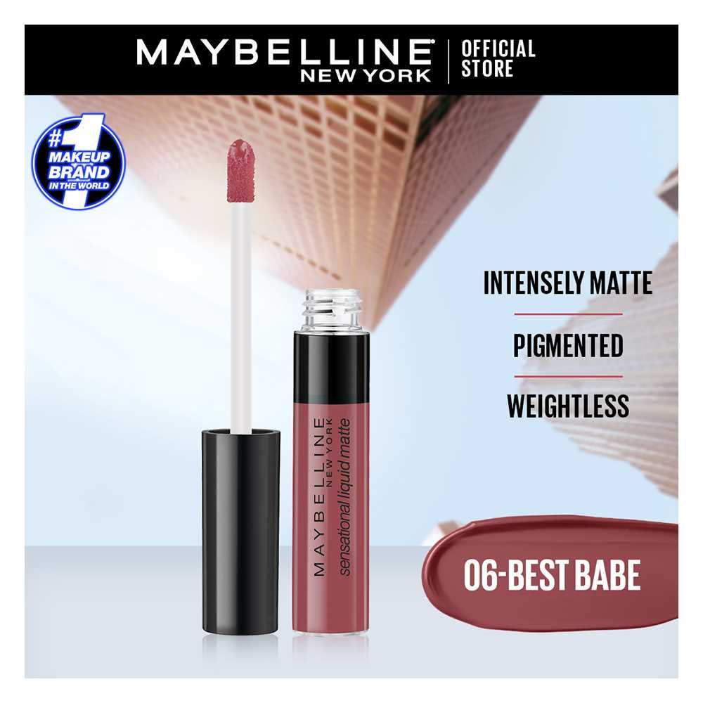 Maybelline New York Sensational Liquid Matte Lip Tint - Long lasting, Lightweight, Soft Matte Liquid Lipstick - Best Babe - Front View