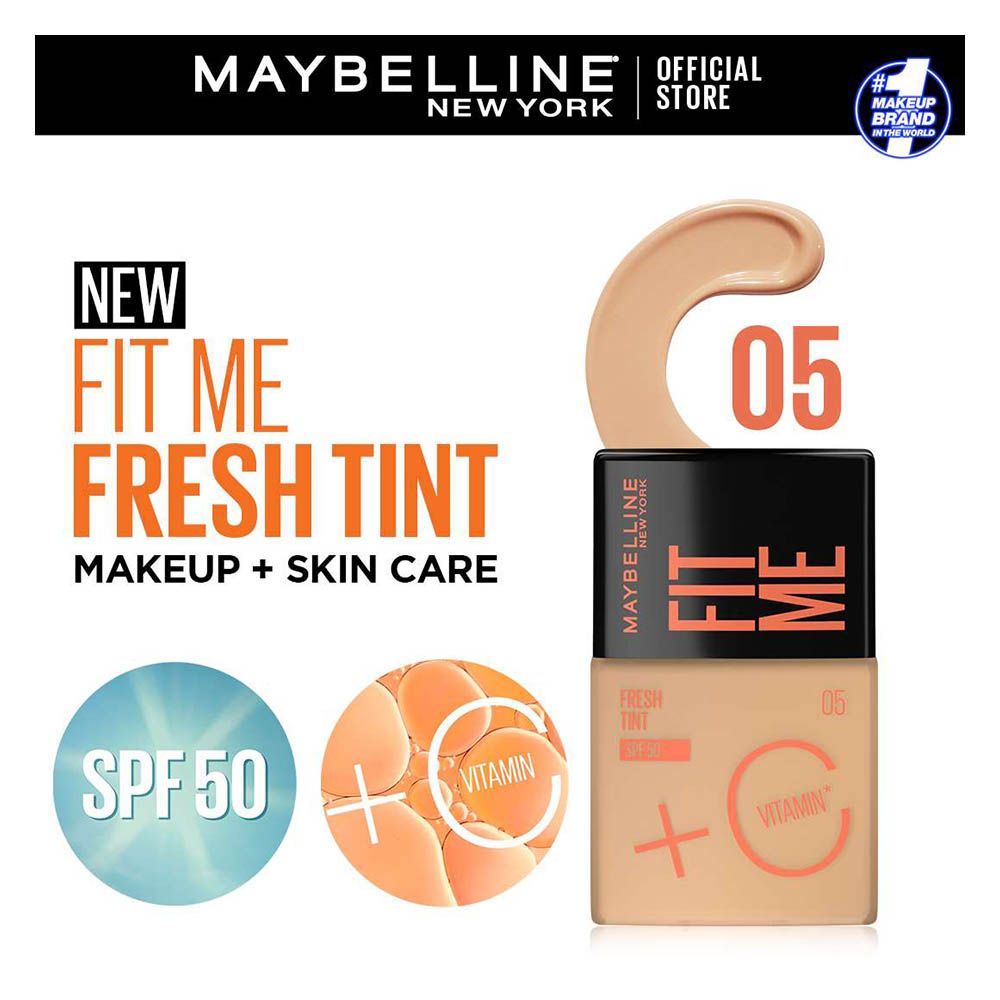 Maybelline New York Fit Me Fresh Tint With SPF 50 & Vitamin C, Natural Coverage Foundation, For Daily Use, Shade 05, 30ml - Front View