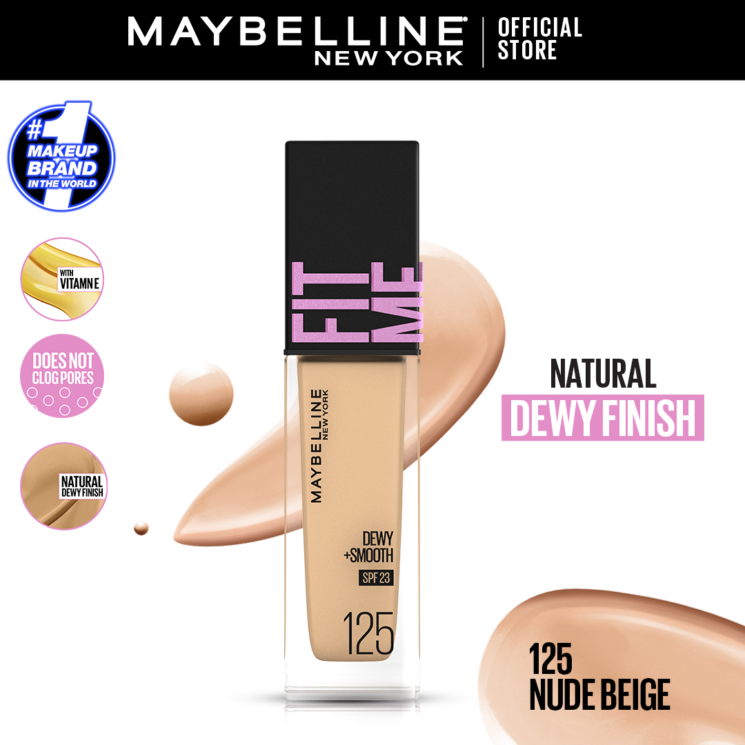 Maybelline NY Fit Me Dewy + Smooth Foundation SPF 23 - 125 Nude Beige - 30ml - For Normal to Dry Skin