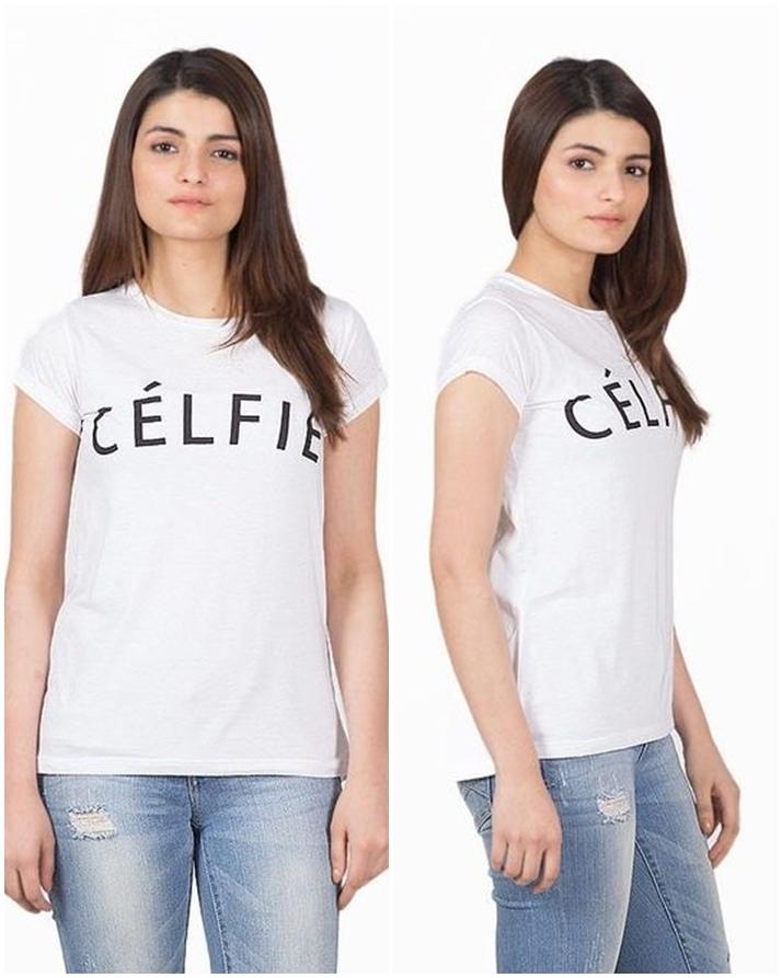 Celfie Printed T-Shirt For Her - Front View - AceCart