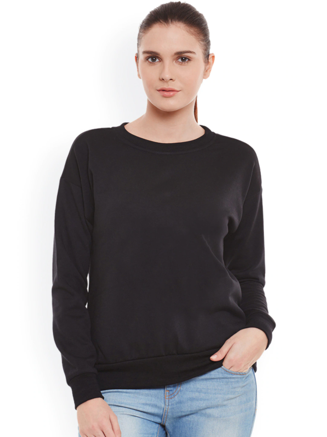Ace Plain Basic Sweatshirt Best Fabric Black For Womens