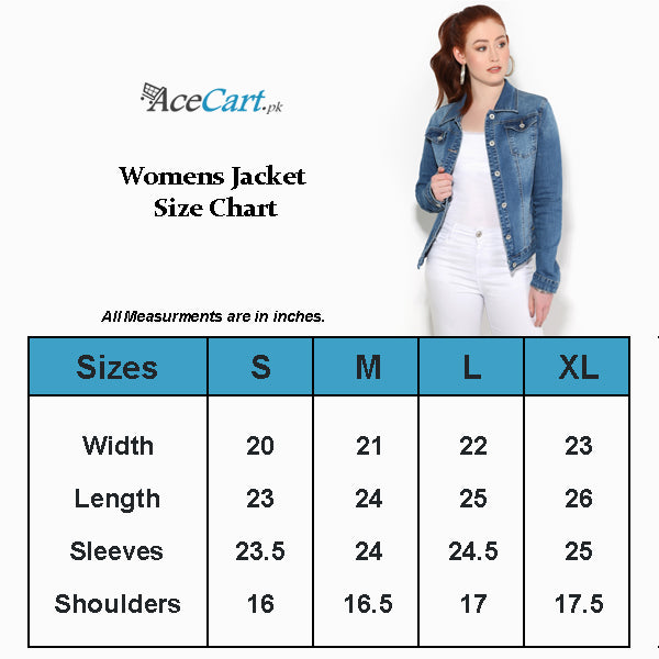 12.12 Sale Women Denim Jacket Dark Blue - Size Chart - AceCart