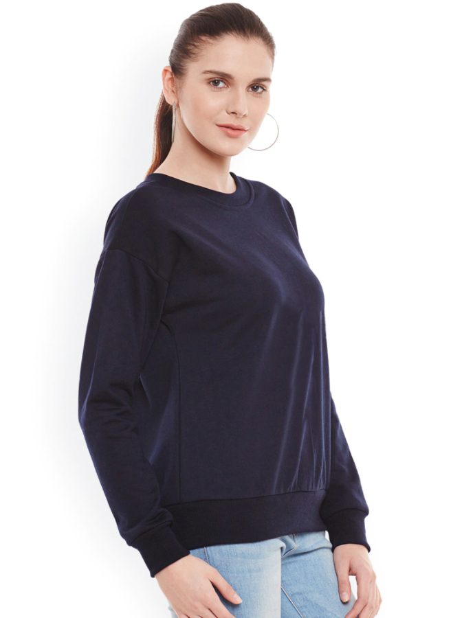 Ace Plain Basic Sweatshirt Best Fabric Navy Blue For Womens
