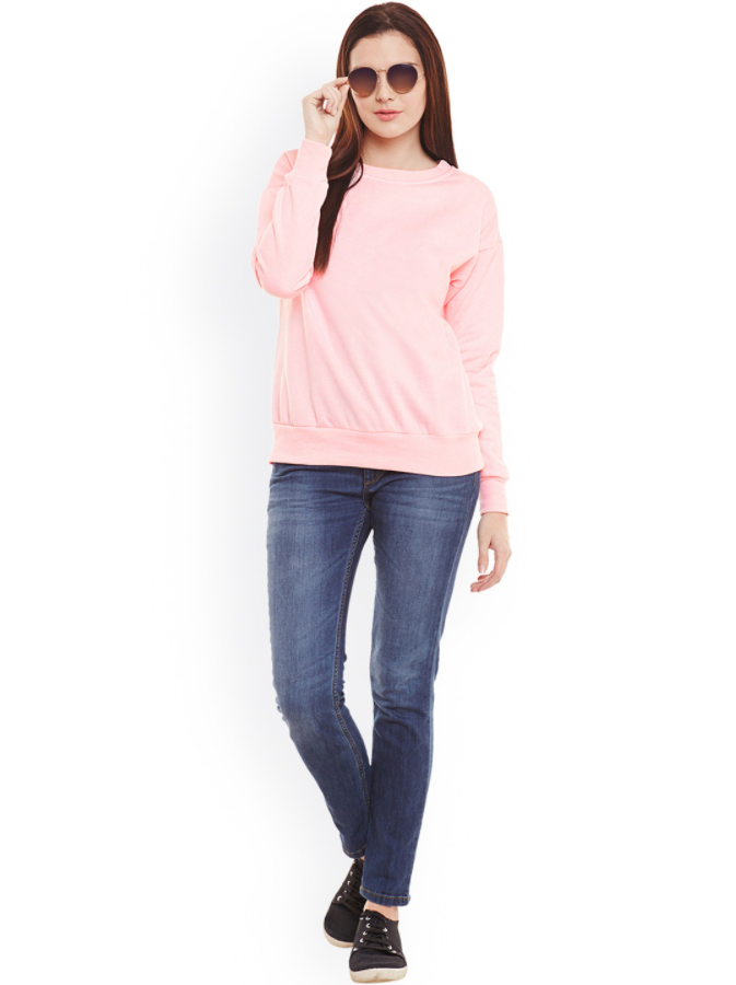 Ace Plain Basic Sweatshirt Best Fabric Pink For Womens