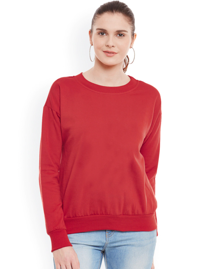 Ace Plain Basic Sweatshirt Best Fabric Red For Womens