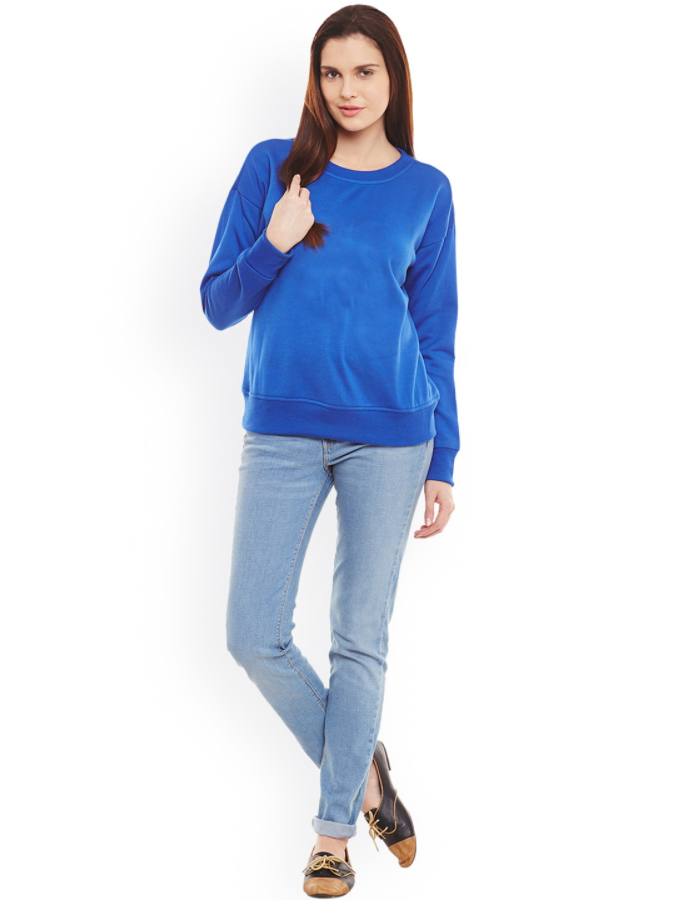 Ace Plain Basic Sweatshirt Best Fabric Royal Blue For Womens