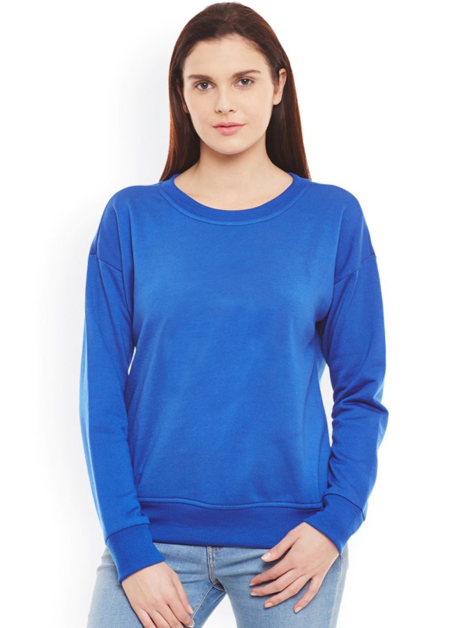 Ace Plain Basic Sweatshirt Best Fabric Royal Blue For Womens