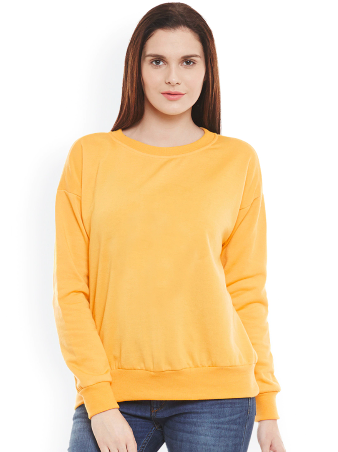 Ace Plain Basic Sweatshirt Best Fabric Yellow For Womens