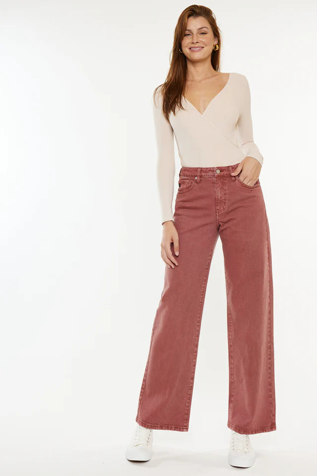 Aveline High Rise Wide Leg Jeans Rust 28 - Main Image