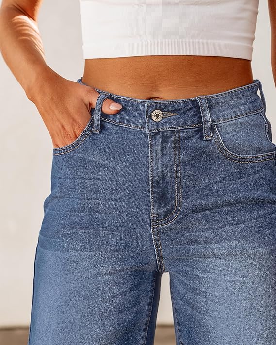 Bermuda Jean Shorts for Women High Waisted Stretchy Denim Shorts