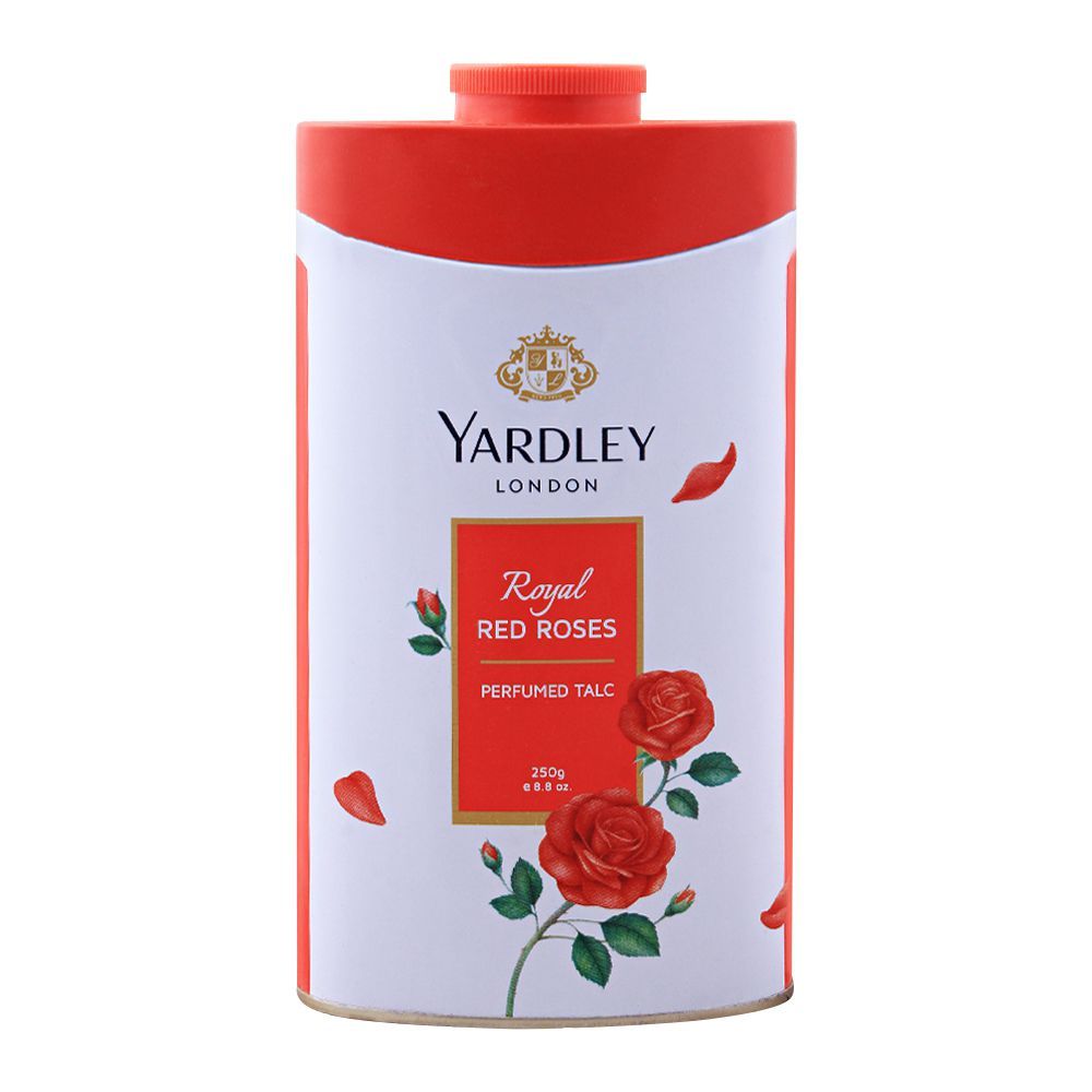 Yardley Royal Red Roses Perfumed Talcum Powder, 250g - Front View