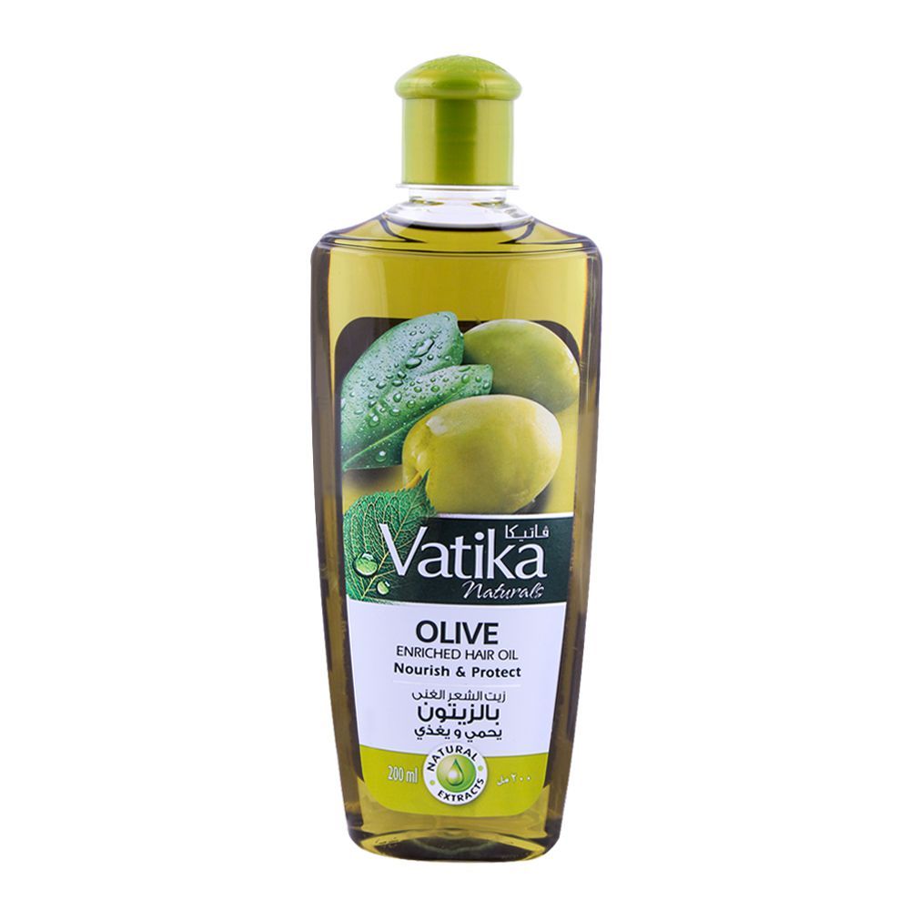 Dabur Vatika Naturals Olive Nourish & Protect Enriched Hair Oil, 200ml - Front View