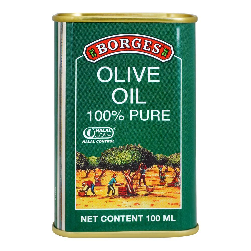 Borges Pure Olive Massage Oil Tin, 100ml - Front View