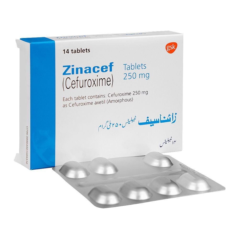 Zinacef Tablets Strip, 250mg - Front View