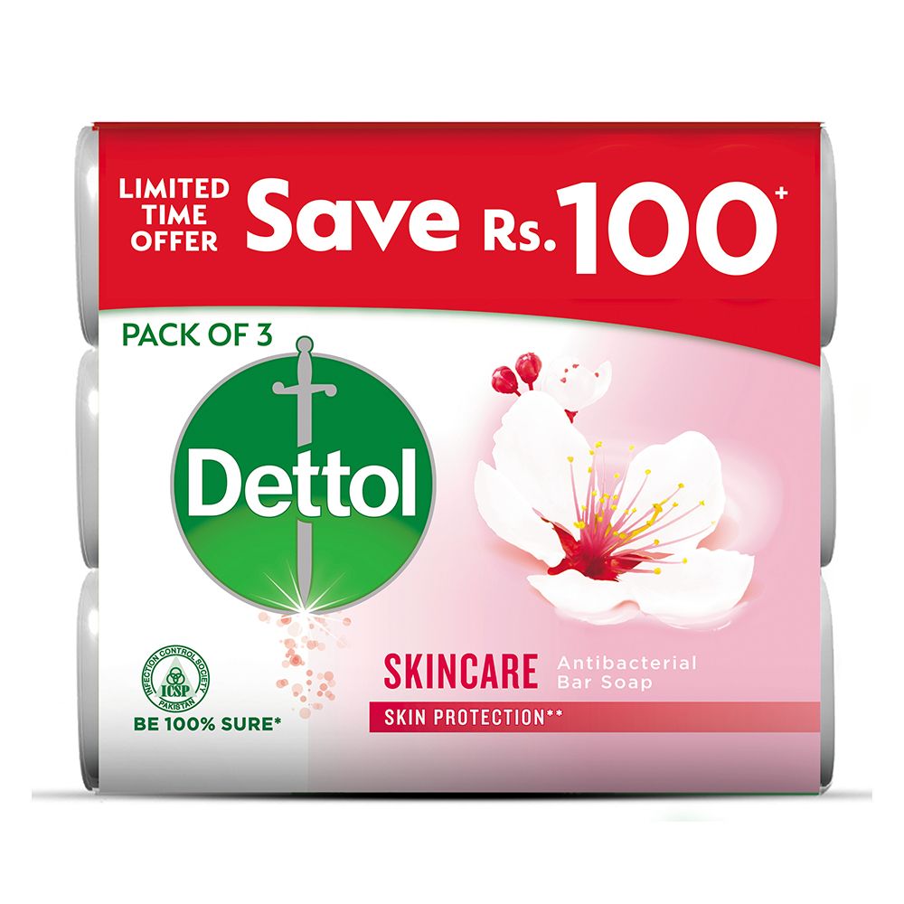 Dettol Skin Care Soap, 3x80g - Front View