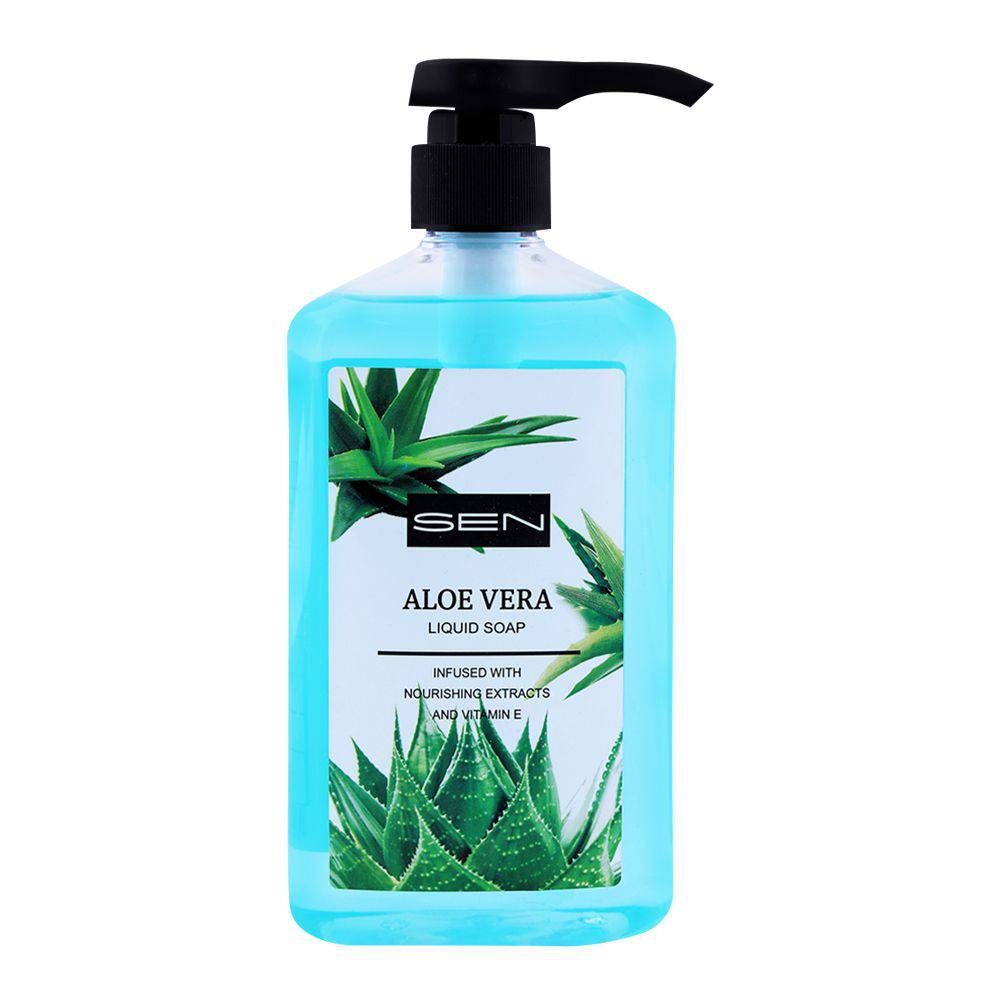 Sen Aloe Vera Liquid Soap, Nourishing Extracts & Vitamin-E, 600ml - Front View