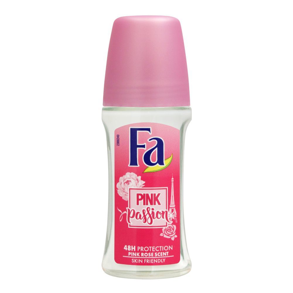 Fa 48H Protection Pink Passion Pink Rose Scent Roll-On Deodorant, For Women, 50ml - Front View