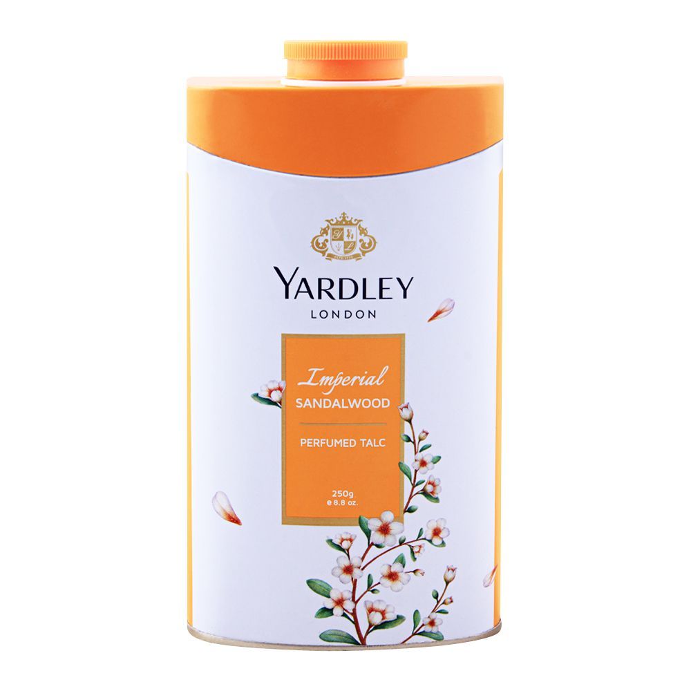 Yardley Imperial Sandalwood Perfumed Talcum Powder, 250g - Front View