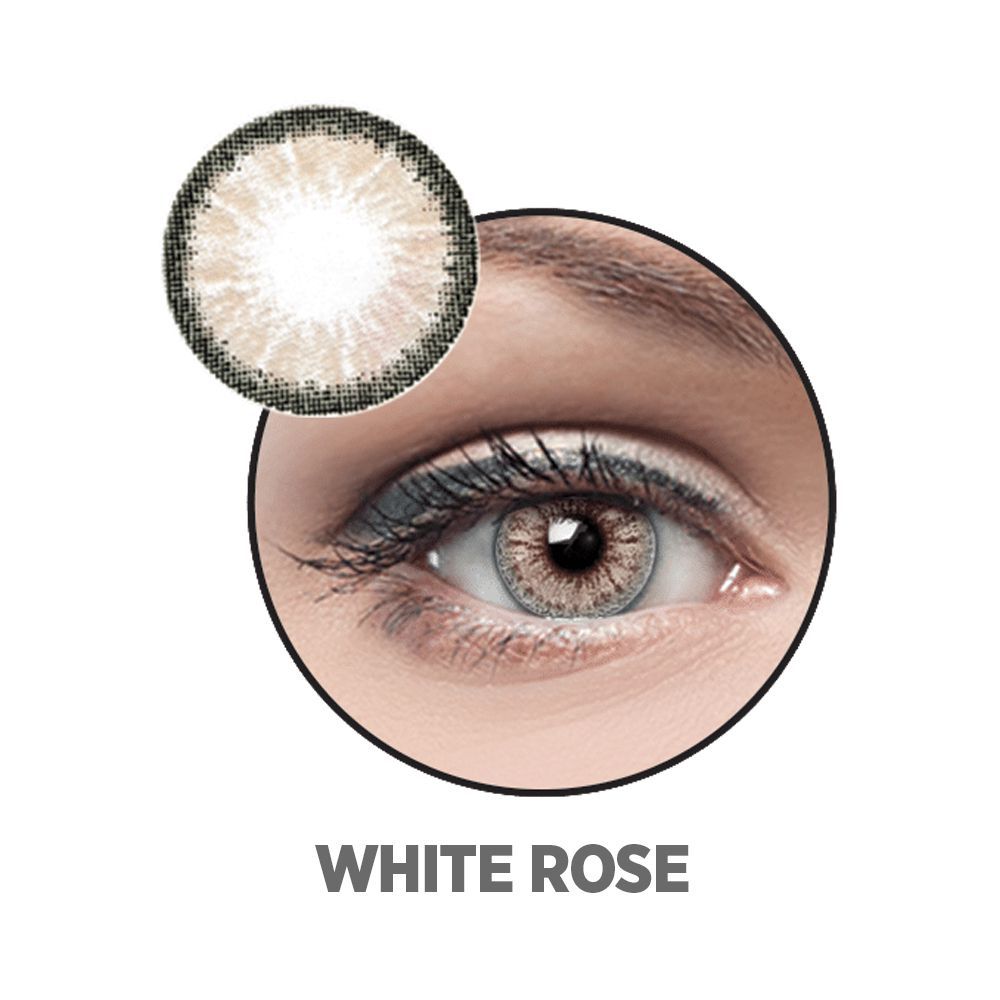 Optiano Soft Color Contact Lenses, White Rose - Front View