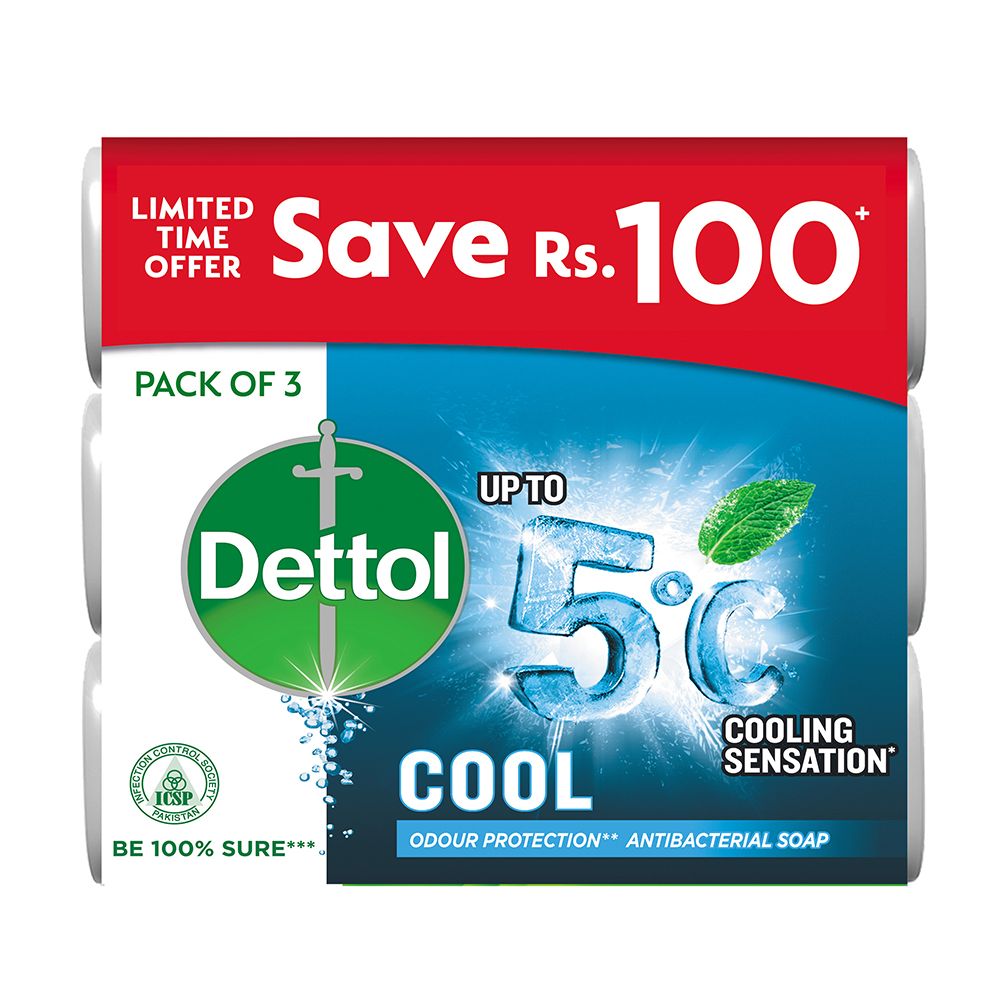 Dettol Cool Soap, 3x80g - Front View