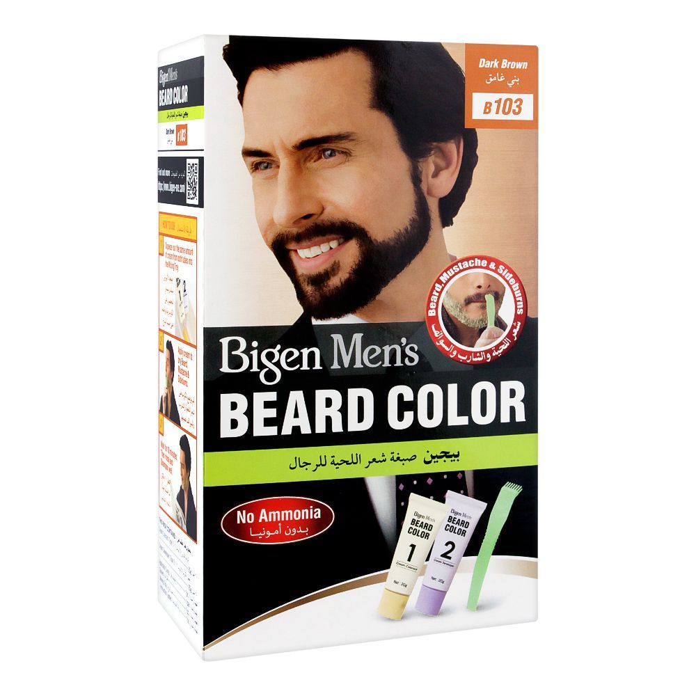 Bigen Men's Beard Colour, Dark Brown B103 - Front View
