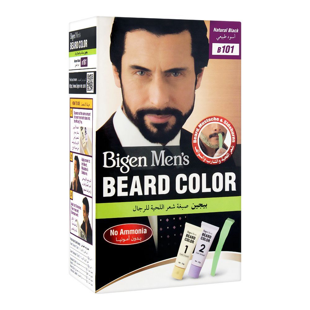Bigen Men's Beard Color, Natural Black B101 - Front View