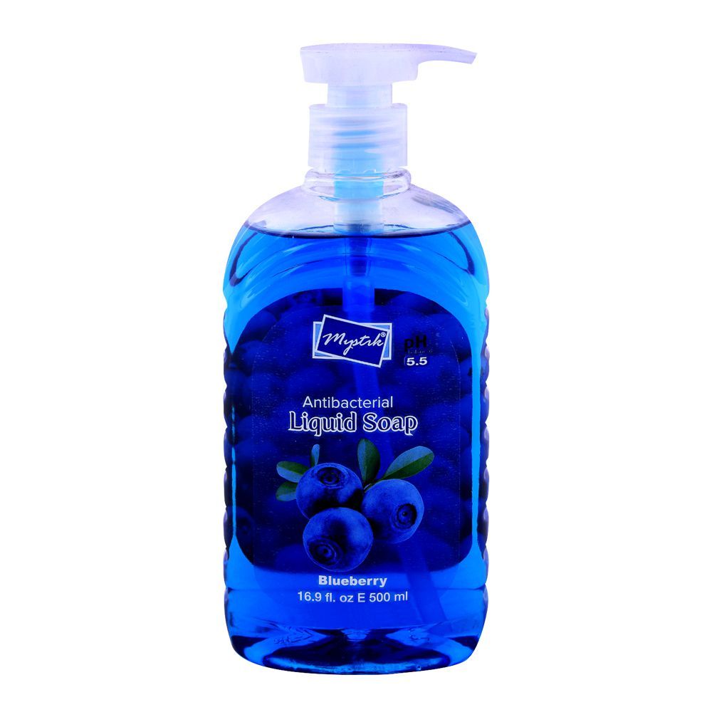 Mystik Blueberry Anti-Bacterial Liquid Soap 500ml - Front View