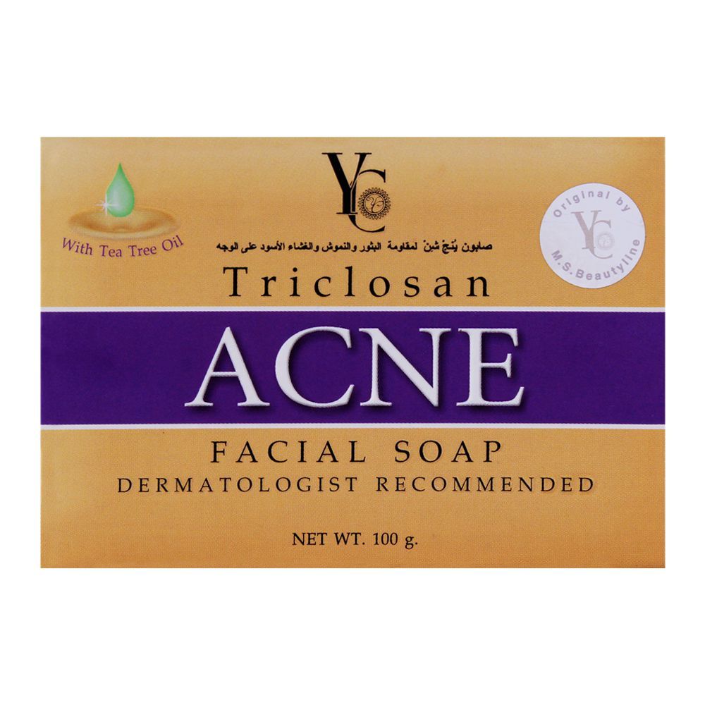 YC Triclosan Acne Facial Soap, With Tea Tree Oil, 100g - Front View