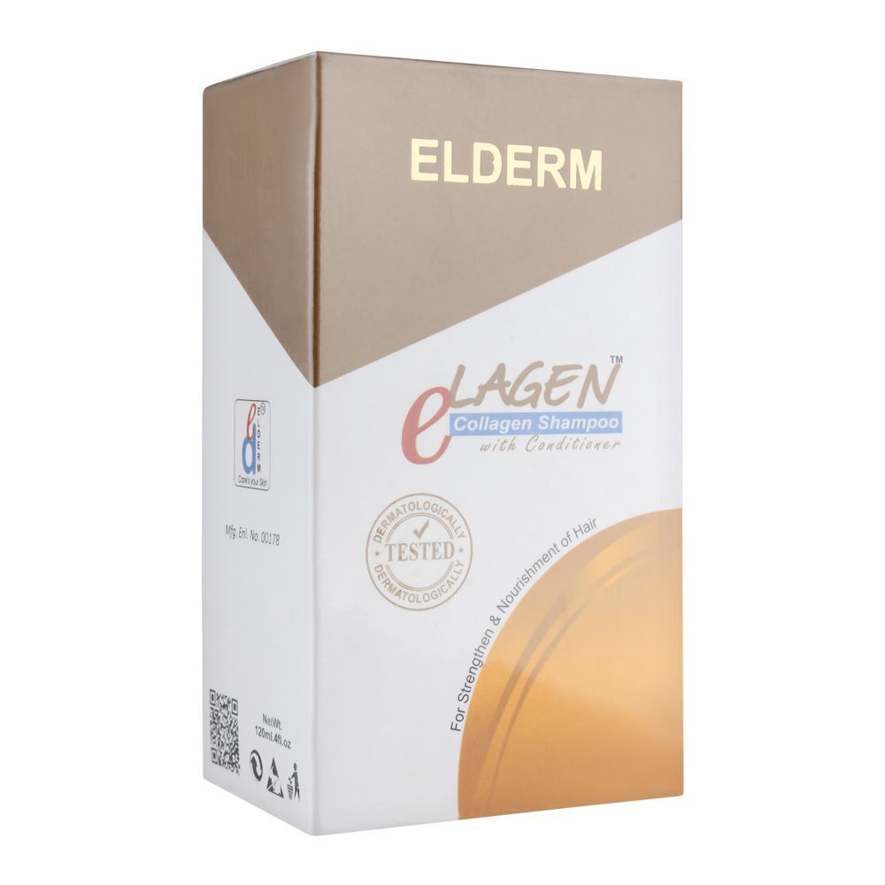 Elderm Elagen Collagen Shampoo With Conditioner, For Strengthens & Nourishment Of Hair, 120ml - Front View