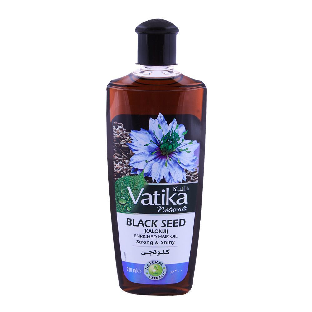 Dabur Vatika Black Seed Enriched Hair Oil, Strong & Shiny 200ml - Front View