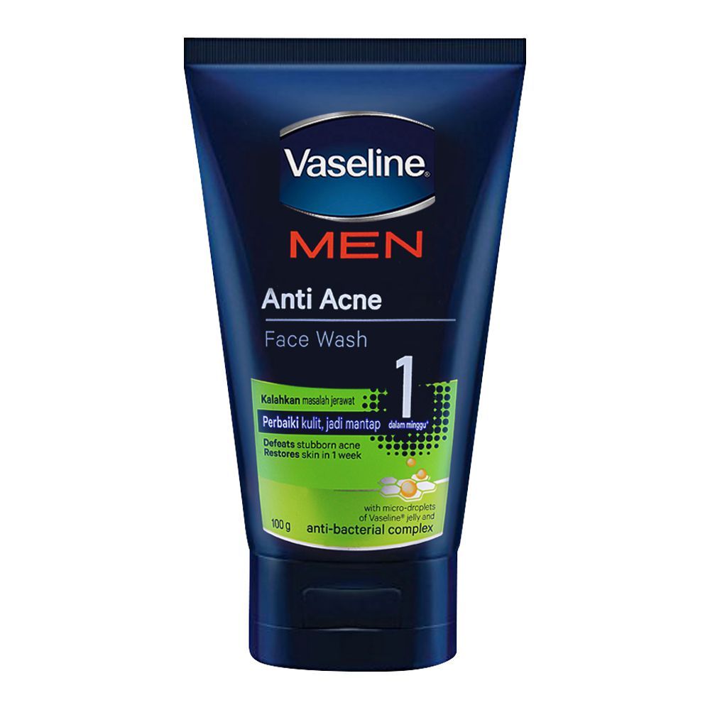 Vaseline Men Anti Acne Face Wash 100gm - Front View