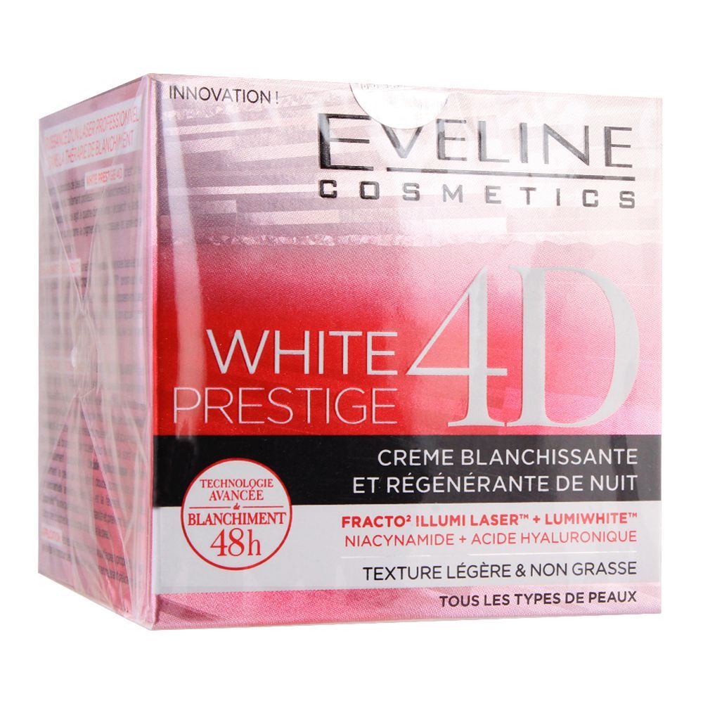 Eveline 48H White Prestige 4D Whitening & Regenerating Night Cream, 50ml - Front View