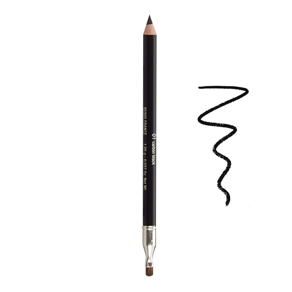 Clarins Paris Long Lasting Khol Eye Pencil With Brush & Sharpener, 01 Carbon Black - Front View