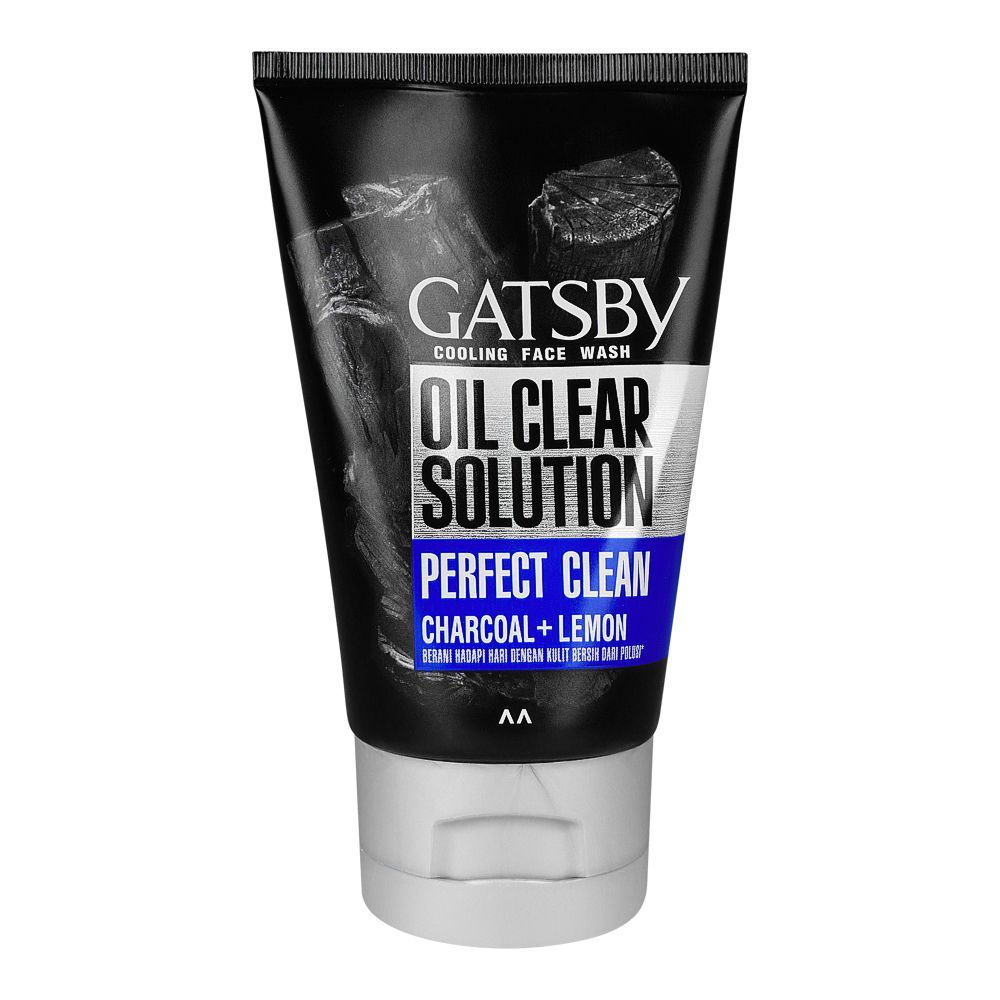 Gatsby Oil Clear Solution Perfect Clean Charcoal+Lemon Cooling Face Wash, Oil Control, 100g - Front View