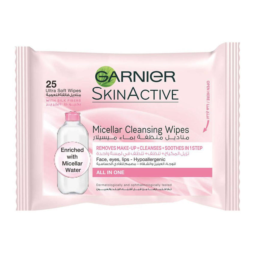 Garnier Skin Active Micellar Cleansing Wipes 25Pcs - Front View
