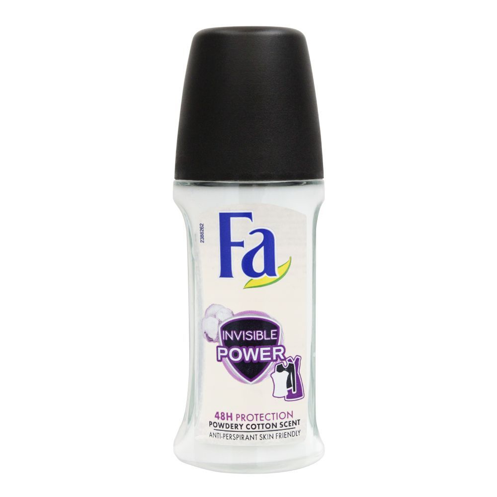 Fa 48H Protection Invisible Power Powdery Cotton Scent Roll-On Deodorant, For Women, 50ml - Front View
