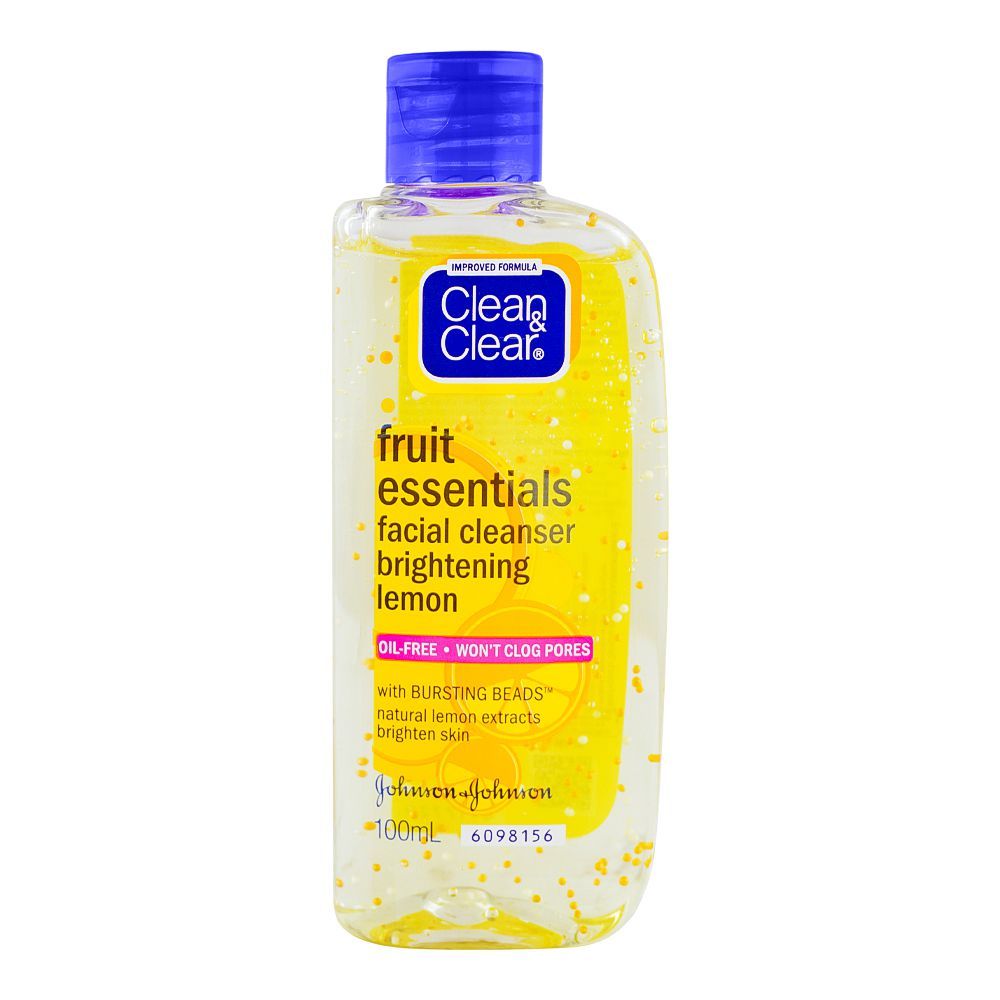 Clean & Clear Fruit Essentials Lemon Facial Wash, 100ml - Front View