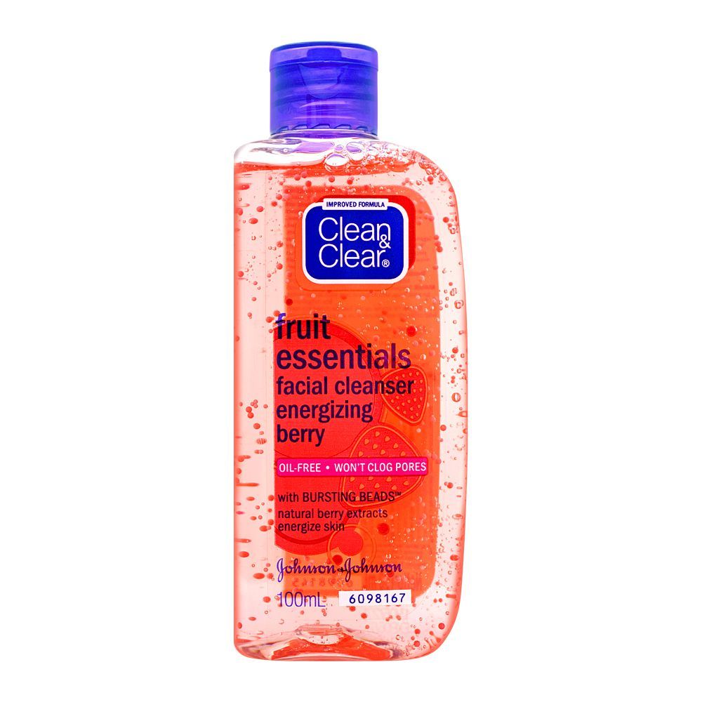 Clean & Clear Fruit Essentials Energizing Berry Facial Cleanser, Oil Free, 100ml - Front View
