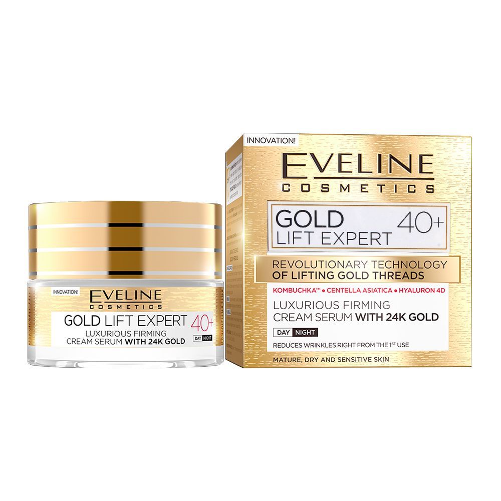 Eveline Gold Lift Expert 40+ Day And Night Firming Cream Serum, With 24K Gold, Mature, Dry & Sensitive Skin, 50ml - Front View