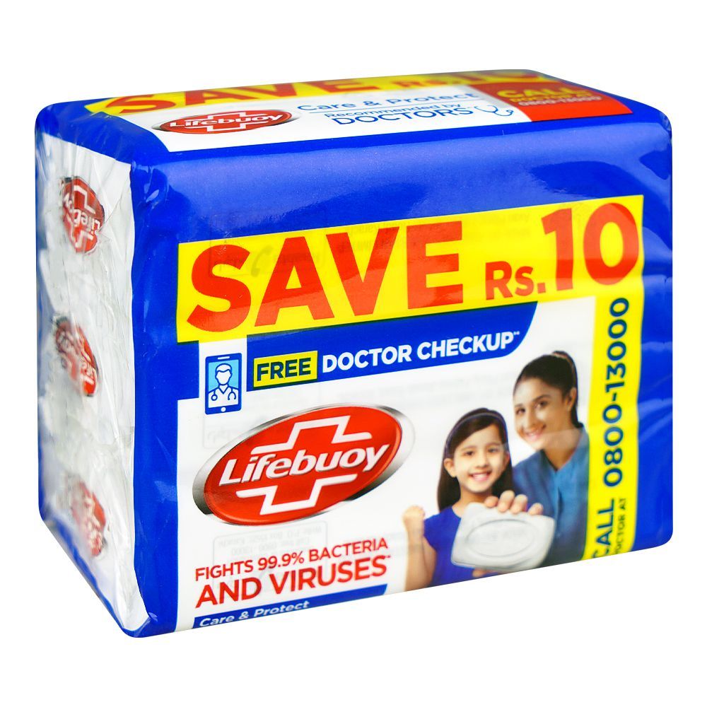 Lifebuoy Care & Protect Blue Soap Value Pack, 3x98g - Front View