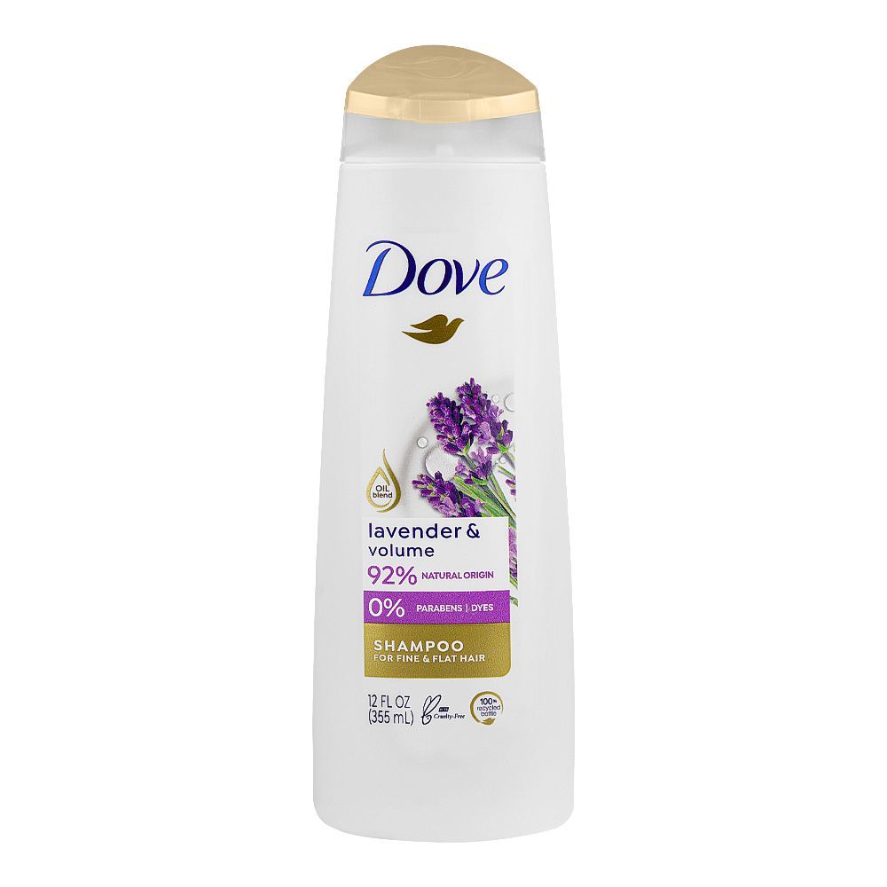 Dove Lavender & Volume Paraben Free Shampoo, For Fine & Flat Hair, 355ml - Front View