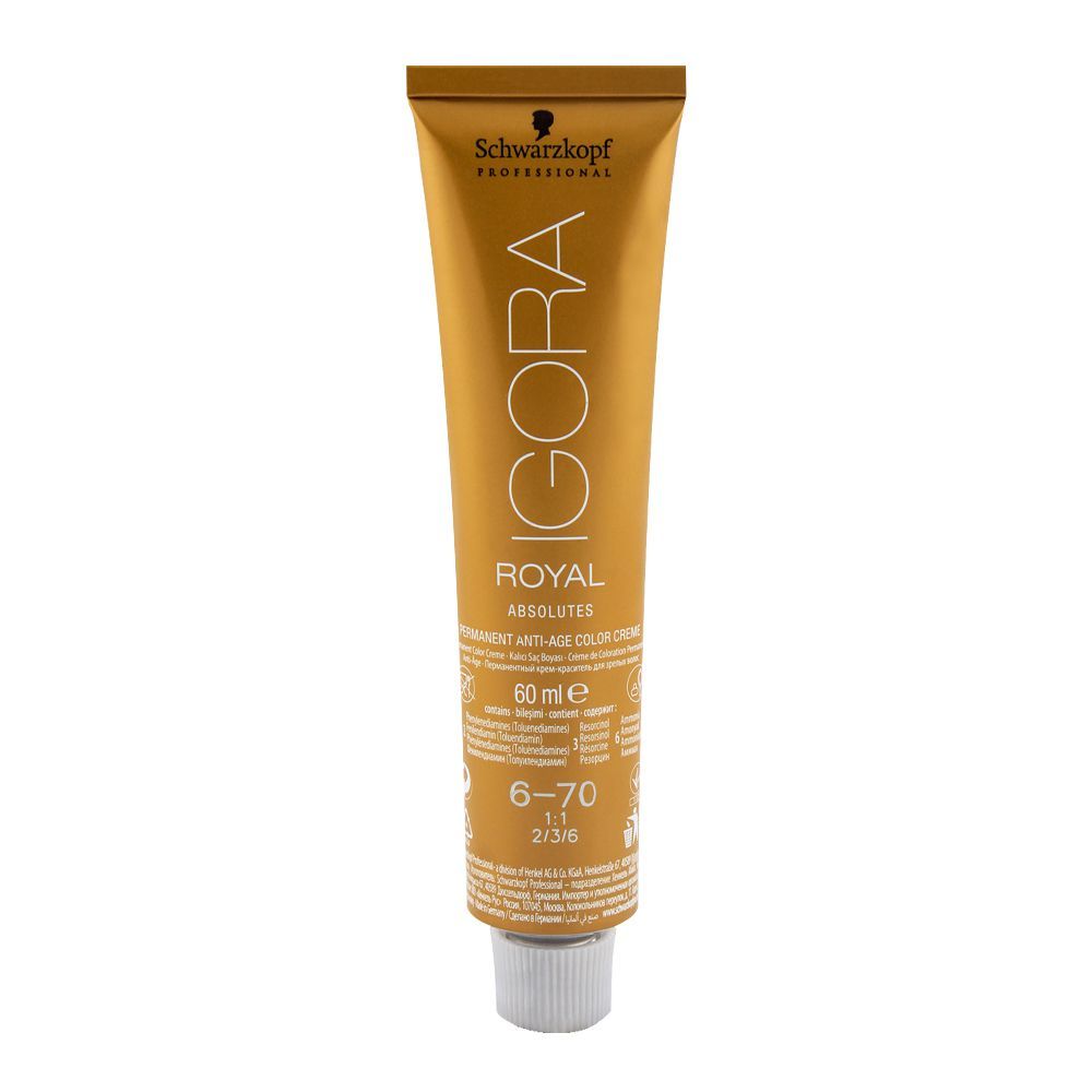 Schwarzkopf Igora Royal Absolutes Hair Color 6-70 Dark Blonde Copper Natural - Front View