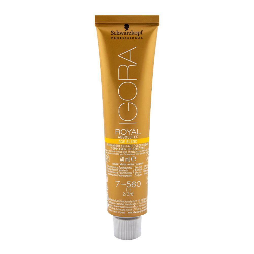 Schwarzkopf Igora Royal Absolutes Age Blend Hair Color 7-560 Medium Blonde Gold Chocolate - Front View