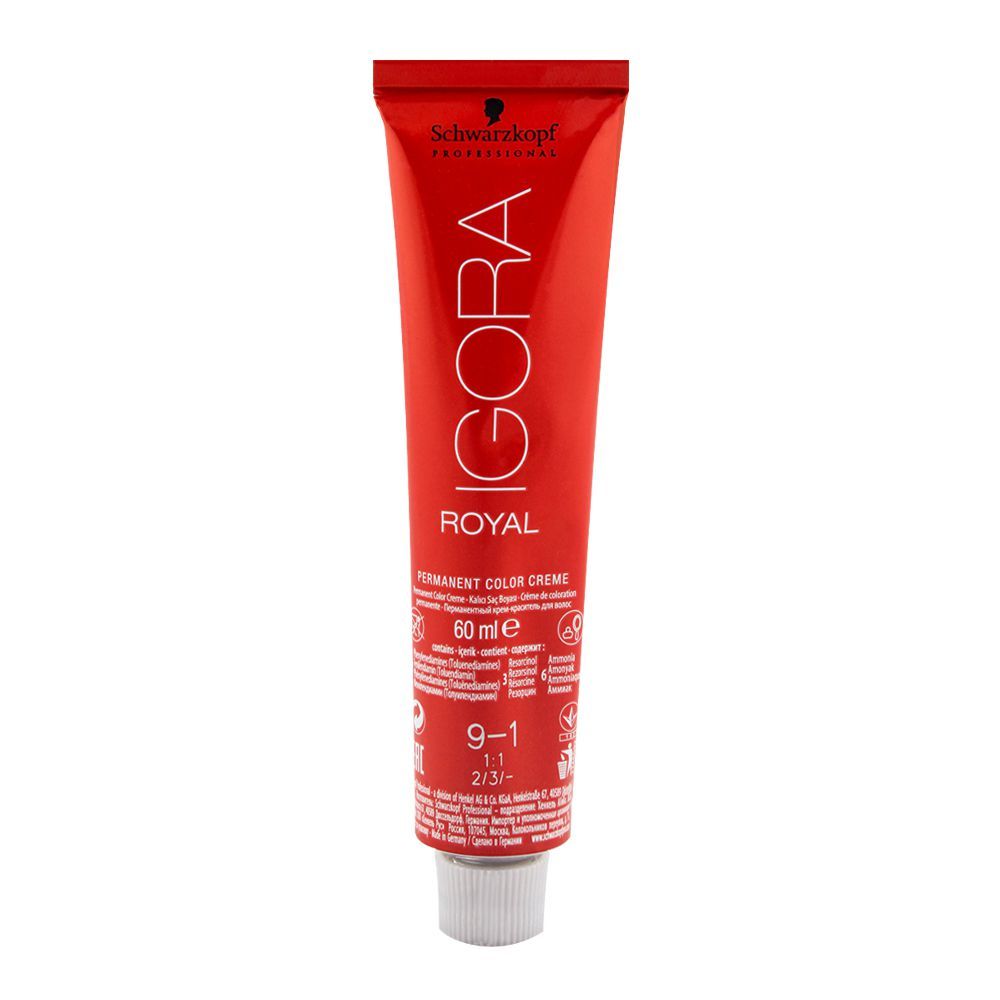Schwarzkopf Igora Royal Hair Color 9-1 Extra Light Blonde Cenre - Front View