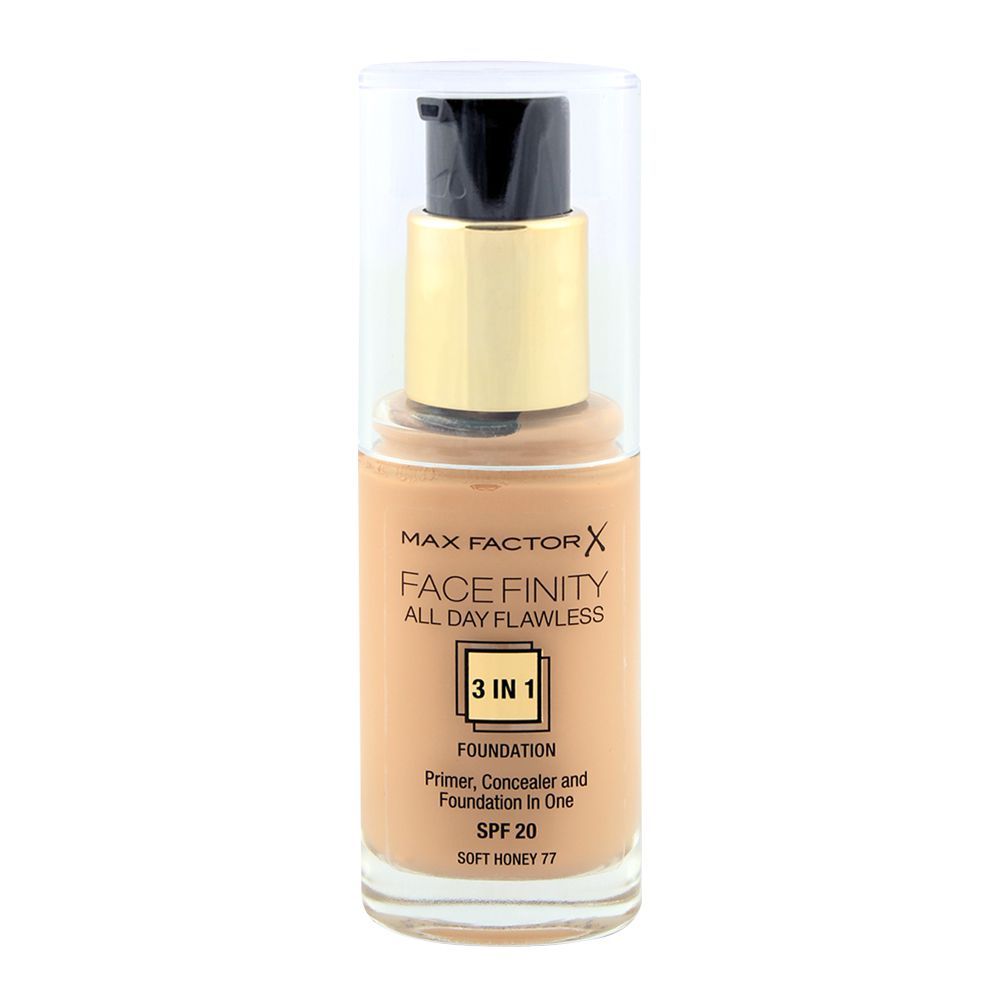 Max Factor Facefinity All Day Flawless 3in1 Foundation 77 Soft Honey - Front View
