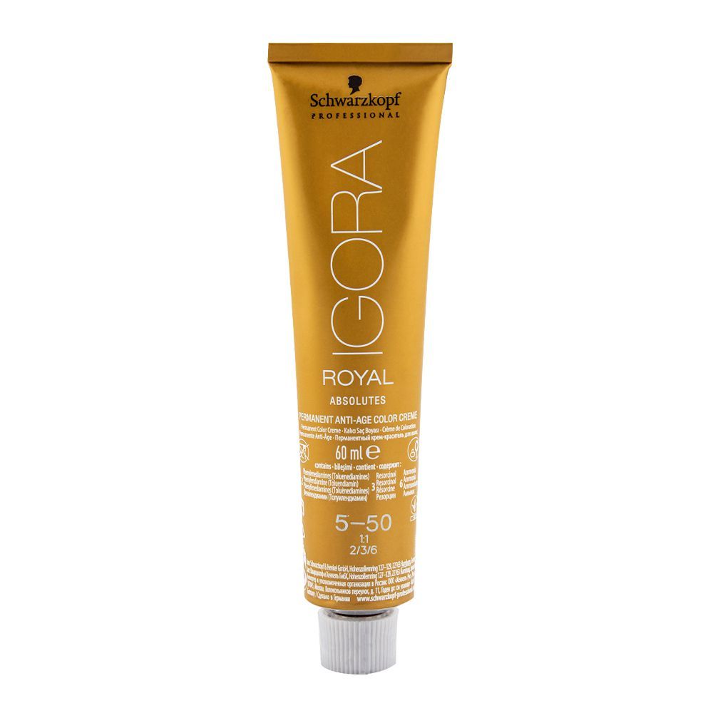 Schwarzkopf Igora Royal Absolutes Hair Color 5-50 Light Brown Gold Natural - Front View